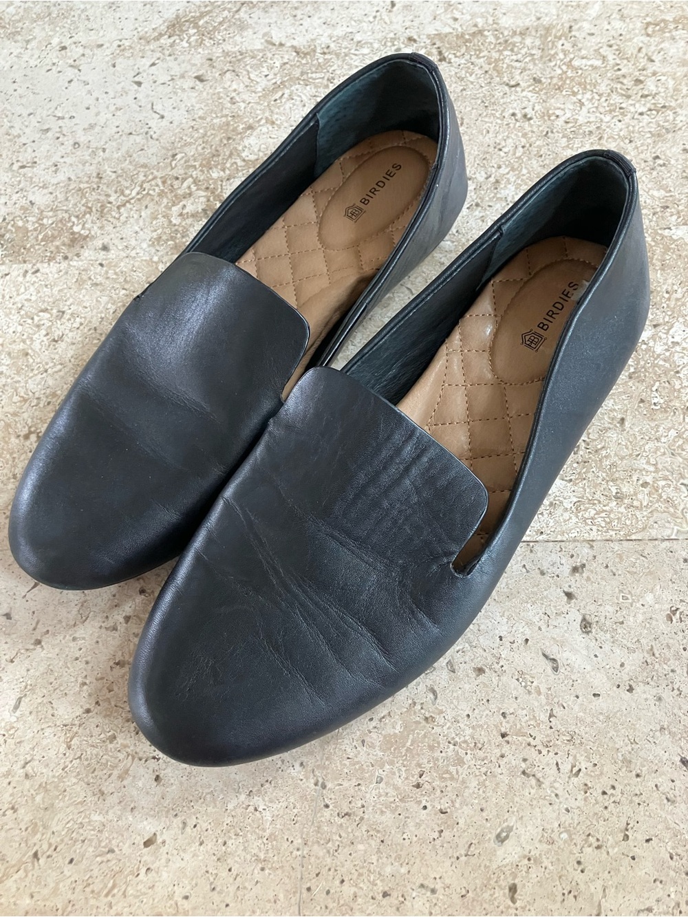Birdies The Starling Loafer Black Leather Flats Quilted-Insole Flats (7.5) - Picture 2 of 8